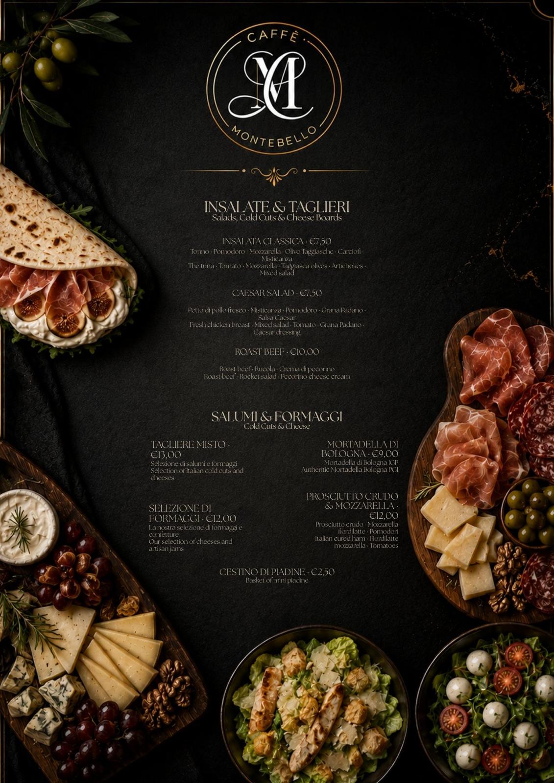 Menu Insalate e Taglieri Caff&egrave; Montebello